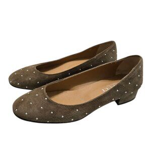 Sesto Meucci Taupe Studded Round Toe Flats Sz 5.5M